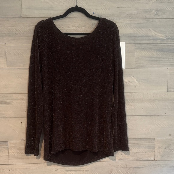 Michael Kors Shimmering Brown Long Sleeve Top - Picture 2 of 12